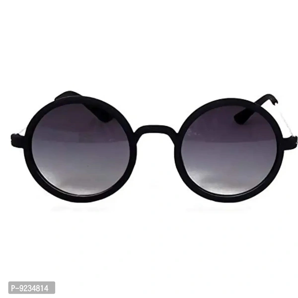 Hrinkar Unisex Round Sunglasses Silver Golden Frame, Grey Lens (Medium) - Pack of 2