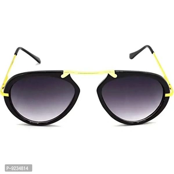 Hrinkar Unisex Round Sunglasses Silver Golden Frame, Grey Lens (Medium) - Pack of 2