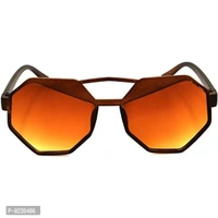 Hrinkar Unisex Round Sunglasses Brown Golden Frame, Brown Grey Lens (Medium) - Pack of 2