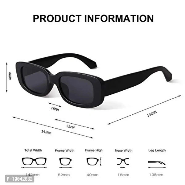 IFLASH Rectangle Sunglasses for Women Retro Fashion Sunglasses UV 400 Protection Square Frame Eyewear (BLACK)