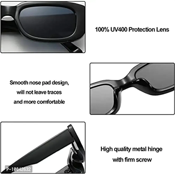IFLASH Rectangle Sunglasses for Women Retro Fashion Sunglasses UV 400 Protection Square Frame Eyewear (BLACK)