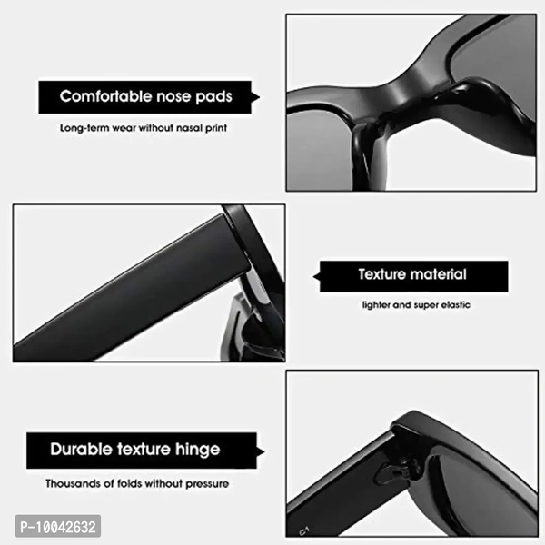 IFLASH Rectangle Sunglasses for Women Retro Fashion Sunglasses UV 400 Protection Square Frame Eyewear (BLACK)
