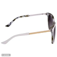 Hrinkar White Rectangular Polarized Sunglasses for Women | Grey Lens | Stylish Casual Shades 
