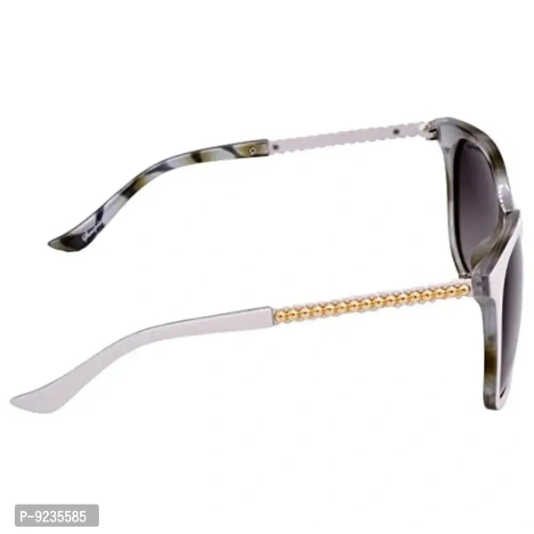 Hrinkar White Rectangular Polarized Sunglasses for Women | Grey Lens | Stylish Casual Shades 