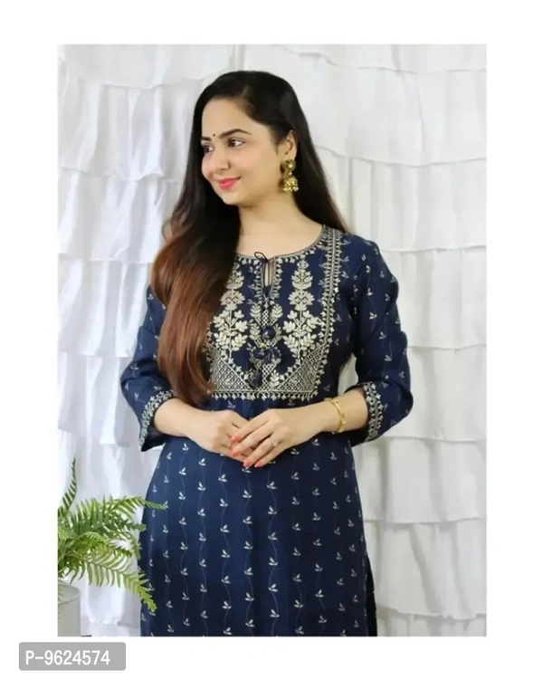Woman Kurta And Pant Set - Navy Blue, S
