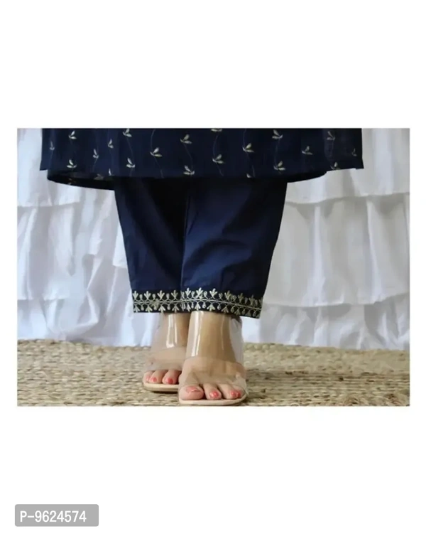 Woman Kurta And Pant Set - Navy Blue, S