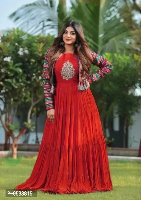 Red Anakali Kurti With Jacket - Red, XL