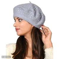 SoSh Beautifully wooven Expandable Very Soft Beanie Winter Hat Slouchy Warm Snow Fancy Knit Skull Woolen Cap for Women Imported Velevt Cum Woolen hat