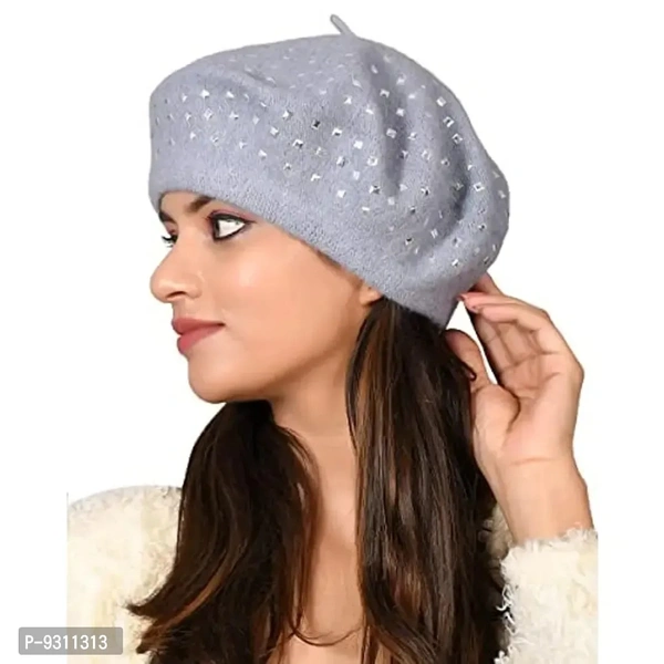SoSh Beautifully wooven Expandable Very Soft Beanie Winter Hat Slouchy Warm Snow Fancy Knit Skull Woolen Cap for Women Imported Velevt Cum Woolen hat