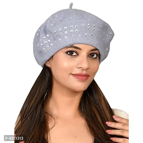 SoSh Beautifully wooven Expandable Very Soft Beanie Winter Hat Slouchy Warm Snow Fancy Knit Skull Woolen Cap for Women Imported Velevt Cum Woolen hat