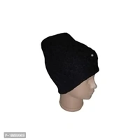 Hill Turner Women Winter Beanie Stylish Round Woolen Flower Cap (Black)