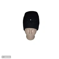 Hill Turner Women Winter Beanie Stylish Round Woolen Flower Cap (Black)
