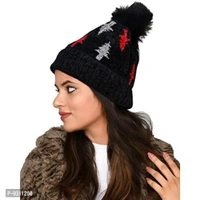 SoSh wooven Expandable Very Soft Beanie Winter Hat Slouchy Warm Snow Knit Skull Woolen Fancy Beautifully Cap for Women Imported Velevt Cum Woolen hat