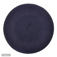 IndianEcraft Unisex Wool Blend French Style Beret Beanie Cap | Autumn Winter Hat for Women Girls (Blue)