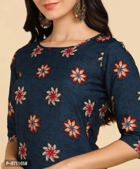 Kurti Pant Set for Women - Crepe Long Straight Printed Kurta with Pant - M