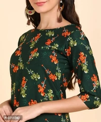 Kurti Pant Set for Women - Crepe Long Straight Printed Kurta with Pant - 2XL
