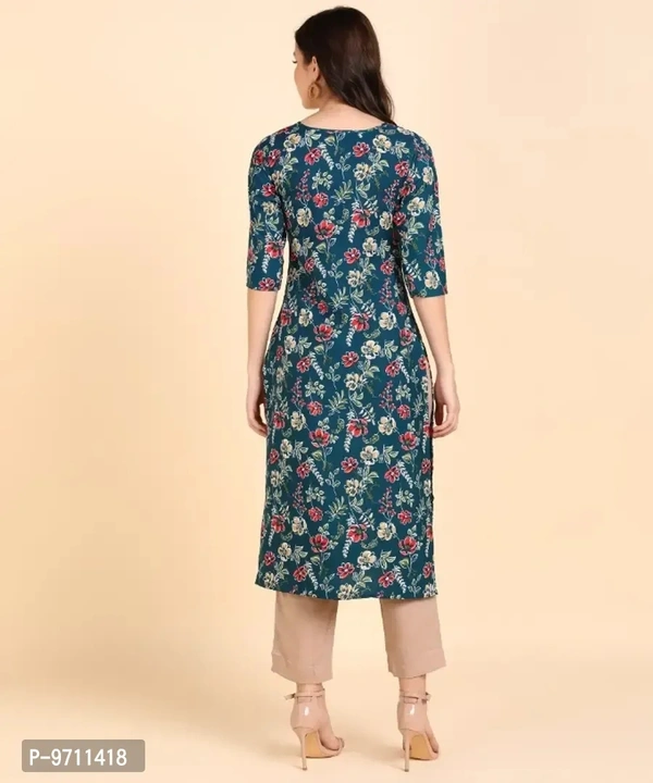 Kurti Pant Set for Women - Crepe Long Straight Printed Kurta with Pant - 3XL