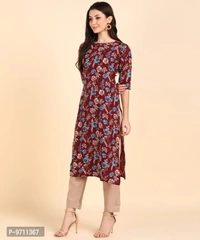 Kurti Pant Set for Women - Crepe Long Straight Printed Kurta with Pant - 2XL