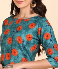 Kurti Pant Set for Women - Crepe Long Straight Printed Kurta with Pant - 2XL