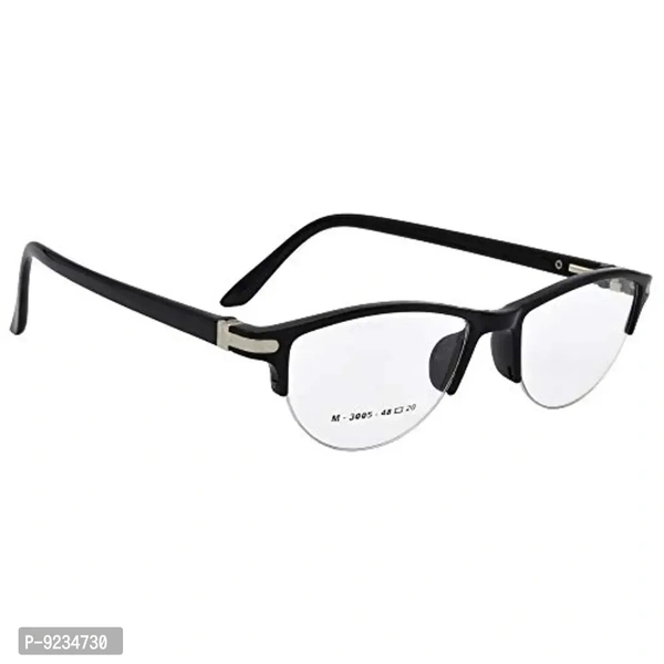 "Hrinkar Half-Rim Cat Eye Eyeglass Frame – Stylish Black Oval Spectacles for Kids, Women & Men