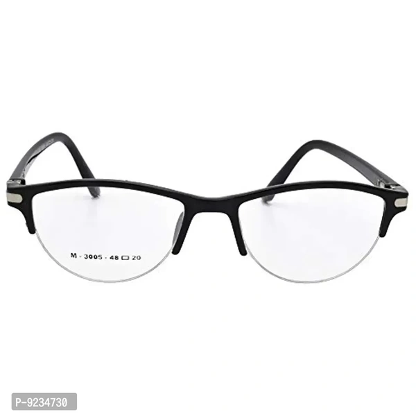 "Hrinkar Half-Rim Cat Eye Eyeglass Frame – Stylish Black Oval Spectacles for Kids, Women & Men