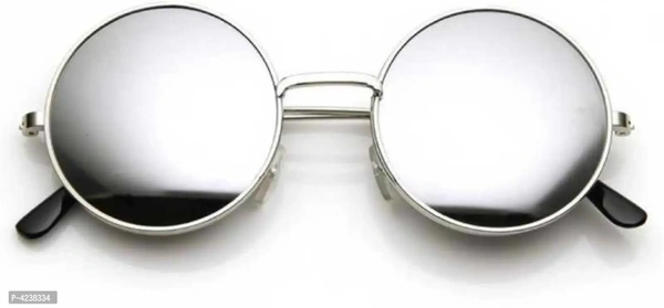 Mirrored, UV Protection Round, Round, Round Sunglasses (50) (Black, Silver, Blue)