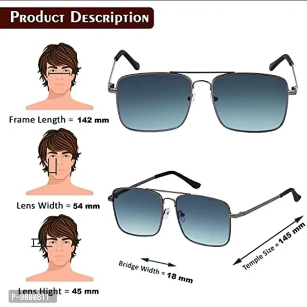 Roshfort UV Protected Vintage Square Sunglasses | Unisex Gradient Lens | Metal Frame