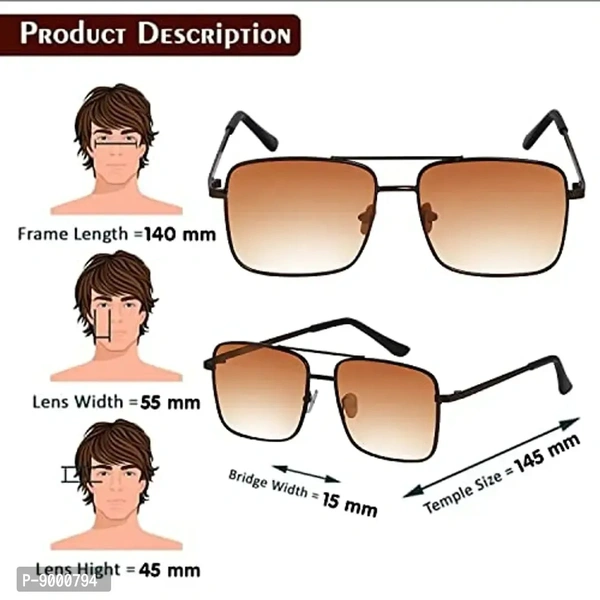 Roshfort UV Protected Vintage Square Sunglasses | Unisex Gradient Lens | Metal Frame