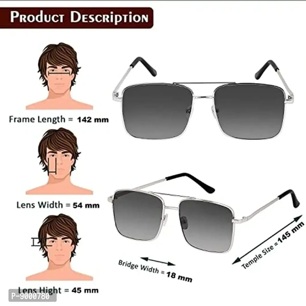 Roshfort UV Protected Vintage Square Sunglasses | Unisex Gradient Lens | Metal Frame