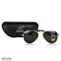 PIRASO UV Protection 400 Aviator Sunglasses For Men Women (GOLD BLACK)