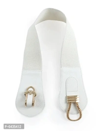 Stylish White Canvas Slim Belt For Women
