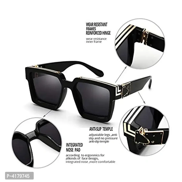 Trendy Black Plastic Square Sunglass For Men And Women