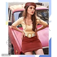 SATYAM KRAFT 2 Pcs Women's Elastic Stretchy Resin Round Buckle Belt Skinny Waist stylish Belt for Girls, Women Saree, Western Dress, Traditional Dress wear (Combo, 2)