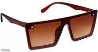 Brown Rectangular Sunglasses For Men And Women.
