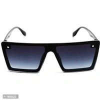Dervin Men's and Women's Flat Design Rectangular Sunglasses (Medium, Black)