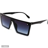 Dervin Men's and Women's Flat Design Rectangular Sunglasses (Medium, Black)