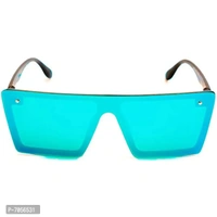 Dervin Flat Design Rectangular Sunglasses for Men Women (Blue-Mirror)
