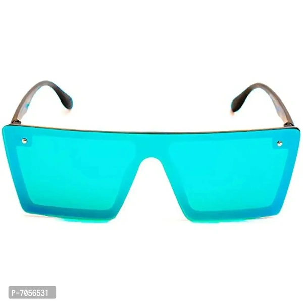 Dervin Flat Design Rectangular Sunglasses for Men Women (Blue-Mirror)