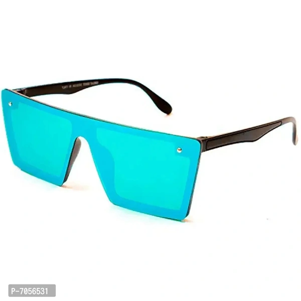 Dervin Flat Design Rectangular Sunglasses for Men Women (Blue-Mirror)