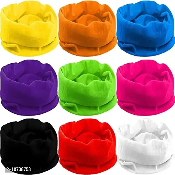 Navkar Crafts Women's Headband Bandana - Versatile Sports & Casual Headwear - 9PCS, Medium, Multicolour (Solid 9)