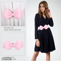 SYGA Women Bow Waist Band Elastic Pu Leather Fashionable Waist Belt for Girls 60-80cm Retro Ladies Waist Belt For Jeans Short Long Dress Skirt Sweater Shirt- Light Pink