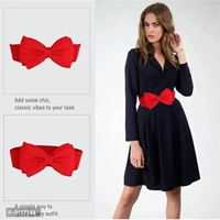 SYGA Women Bow Waist Band Elastic Pu Leather Fashionable Waist Belt for Girls 60-80cm Retro Ladies Waist Belt For Jeans Short Long Dress Skirt Sweater Shirt- Red