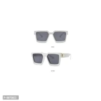 PIRASO Millionaire Celebrity Oversized Rectangular Men's and Women's Sunglasses (White)
