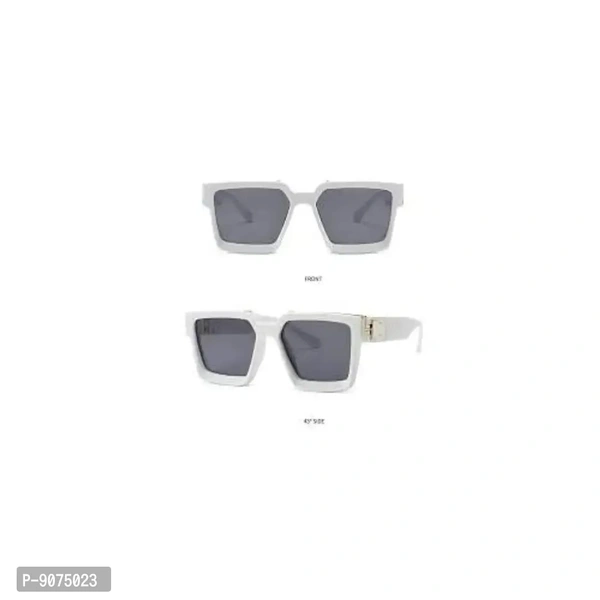 PIRASO Millionaire Celebrity Oversized Rectangular Men's and Women's Sunglasses (White)