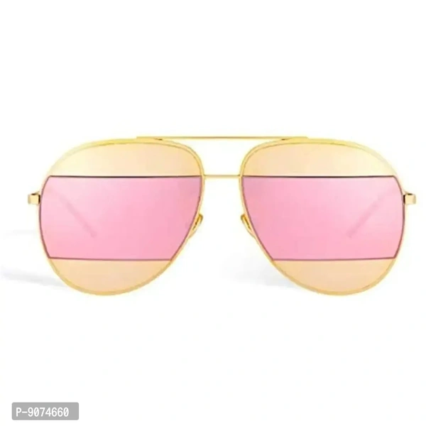 PIRASO UV Protected Metal Body Unisex Sunglasses GOLD PINK