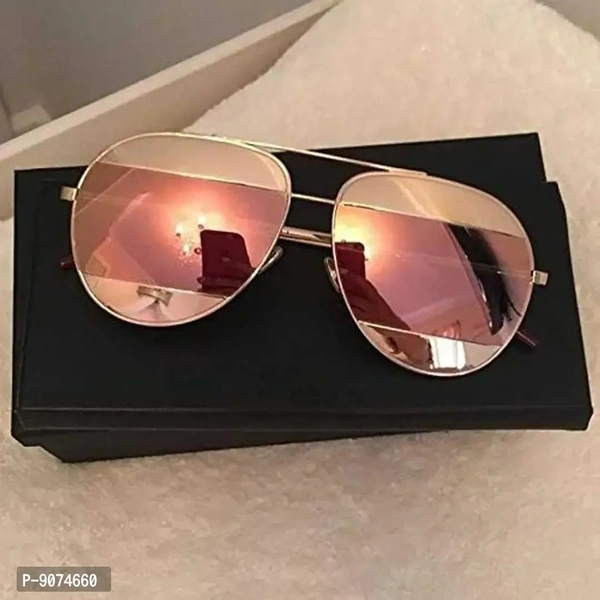 PIRASO UV Protected Metal Body Unisex Sunglasses GOLD PINK