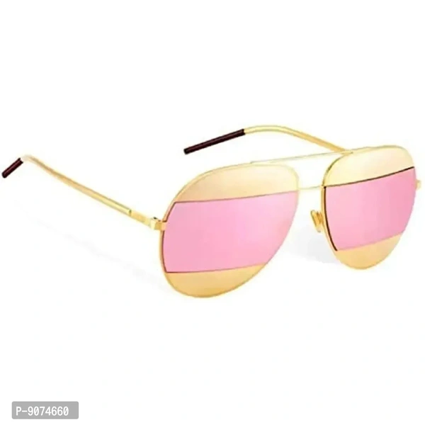 PIRASO UV Protected Metal Body Unisex Sunglasses GOLD PINK