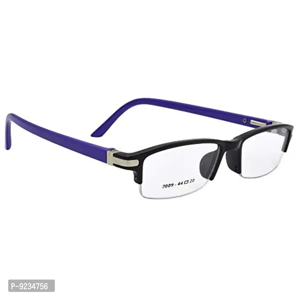 Hrinkar Half-Rim Rectangle Eyeglass Frame – Black & Blue Spectacles for Kids, Men & Women