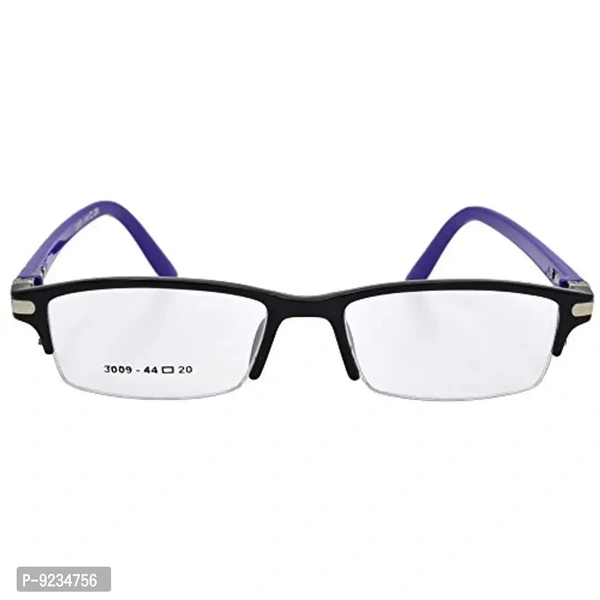 Hrinkar Half-Rim Rectangle Eyeglass Frame – Black & Blue Spectacles for Kids, Men & Women