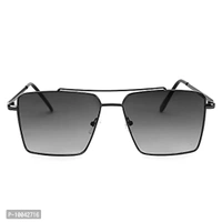 IFLASH Square Aviator Sunglasses for Men and Women Fashion Metal Vintage Gradient Shades Sunglasses UV400 Protection (GREY-BLACK)- Pack of 1